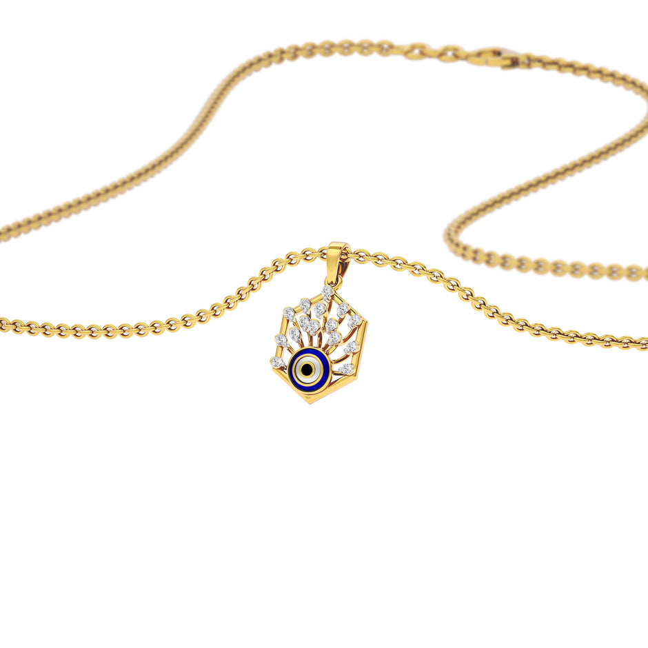 The Mystic Hex Evil Eye Diamond Pendant 9 KT / Yellow Gold
