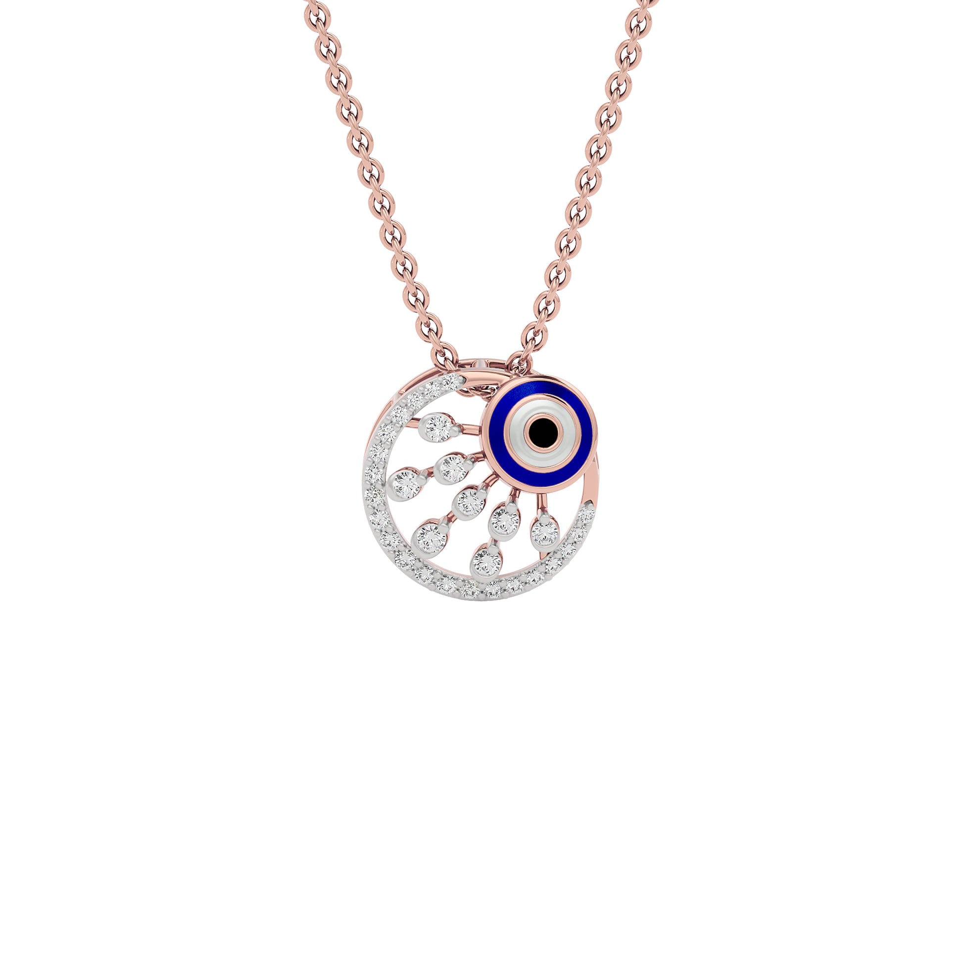 Cornered Brilliance Evil Eye Diamond Pendant 9 KT / Rose Gold