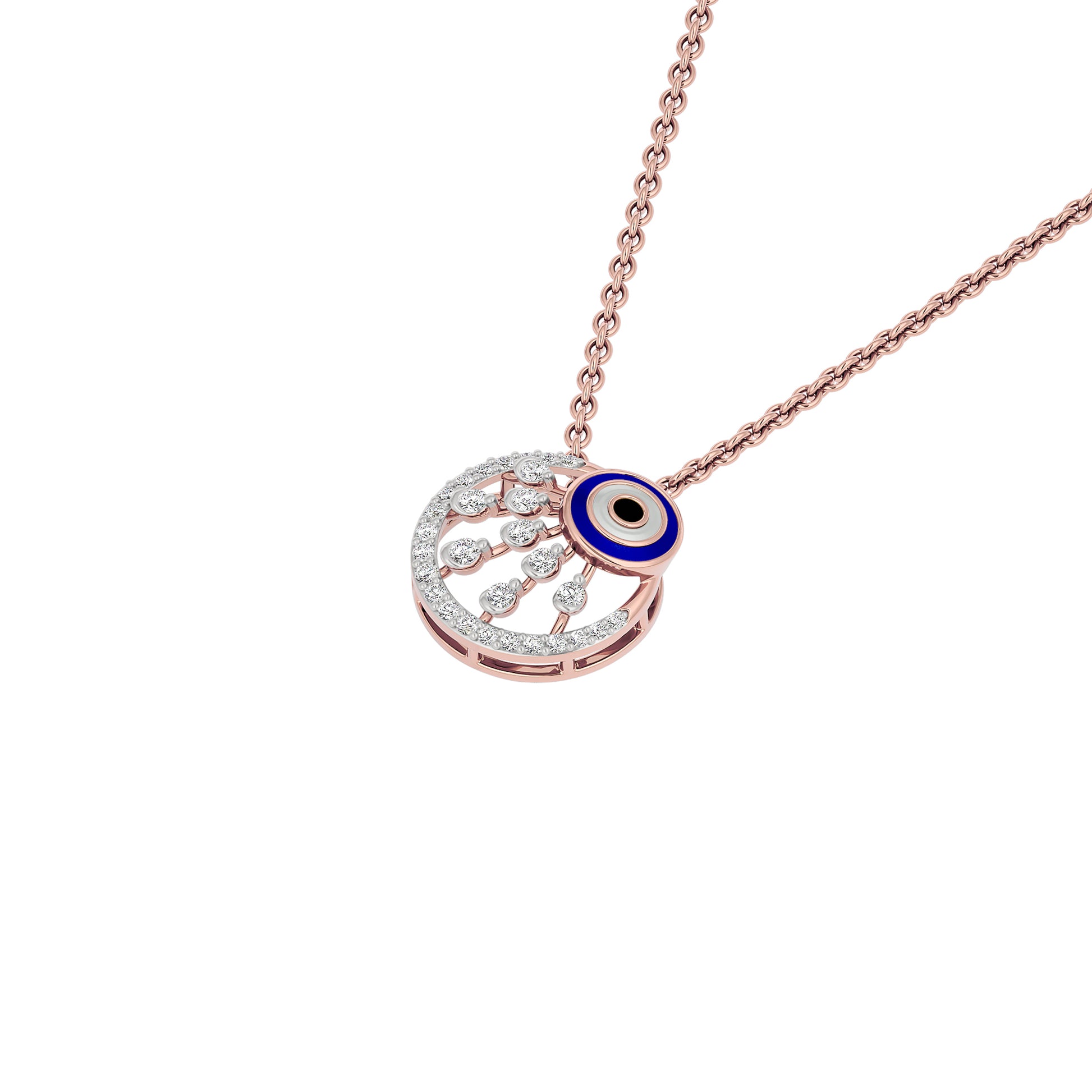 Cornered Brilliance Evil Eye Diamond Pendant 9 KT / Rose Gold
