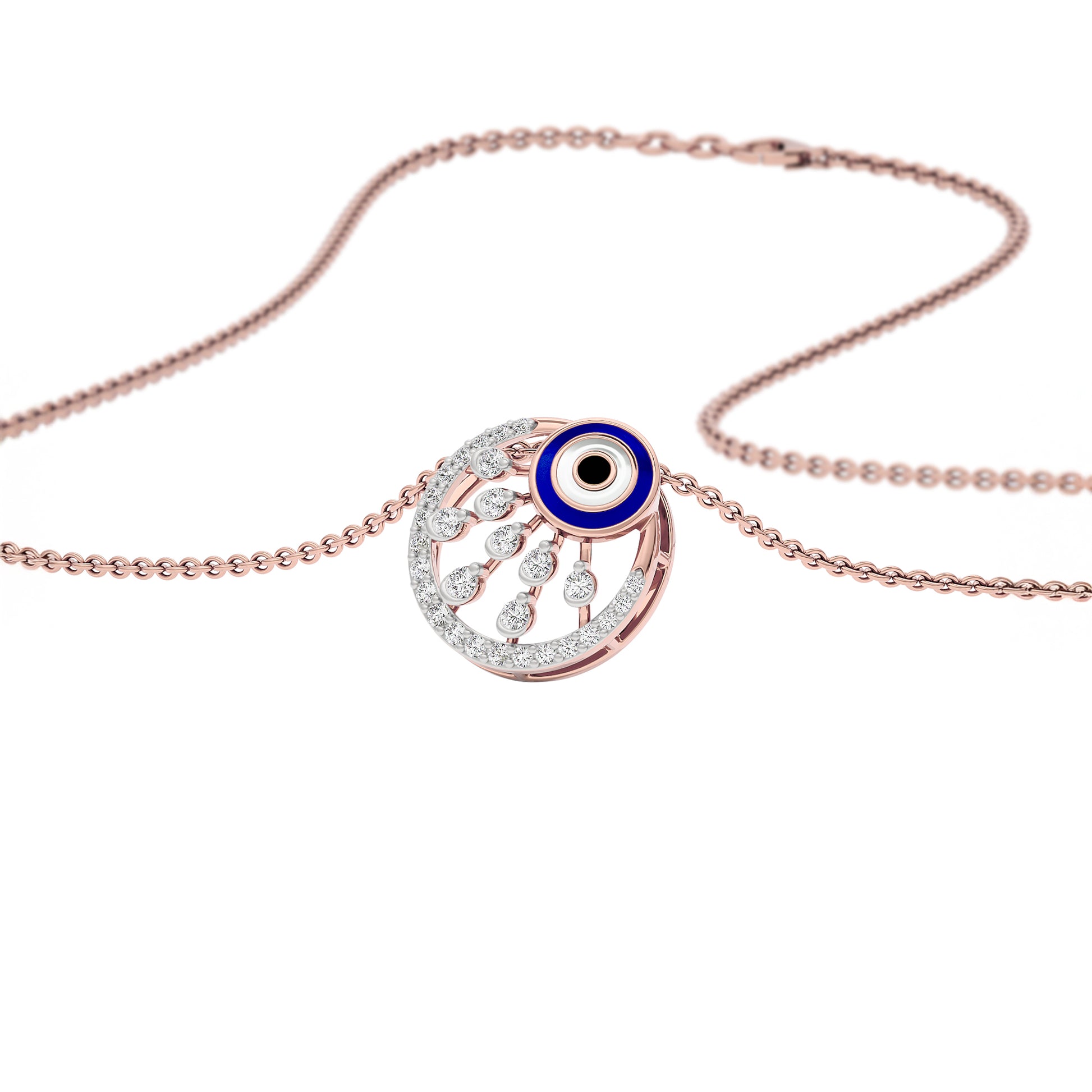 Cornered Brilliance Evil Eye Diamond Pendant 9 KT / Rose Gold