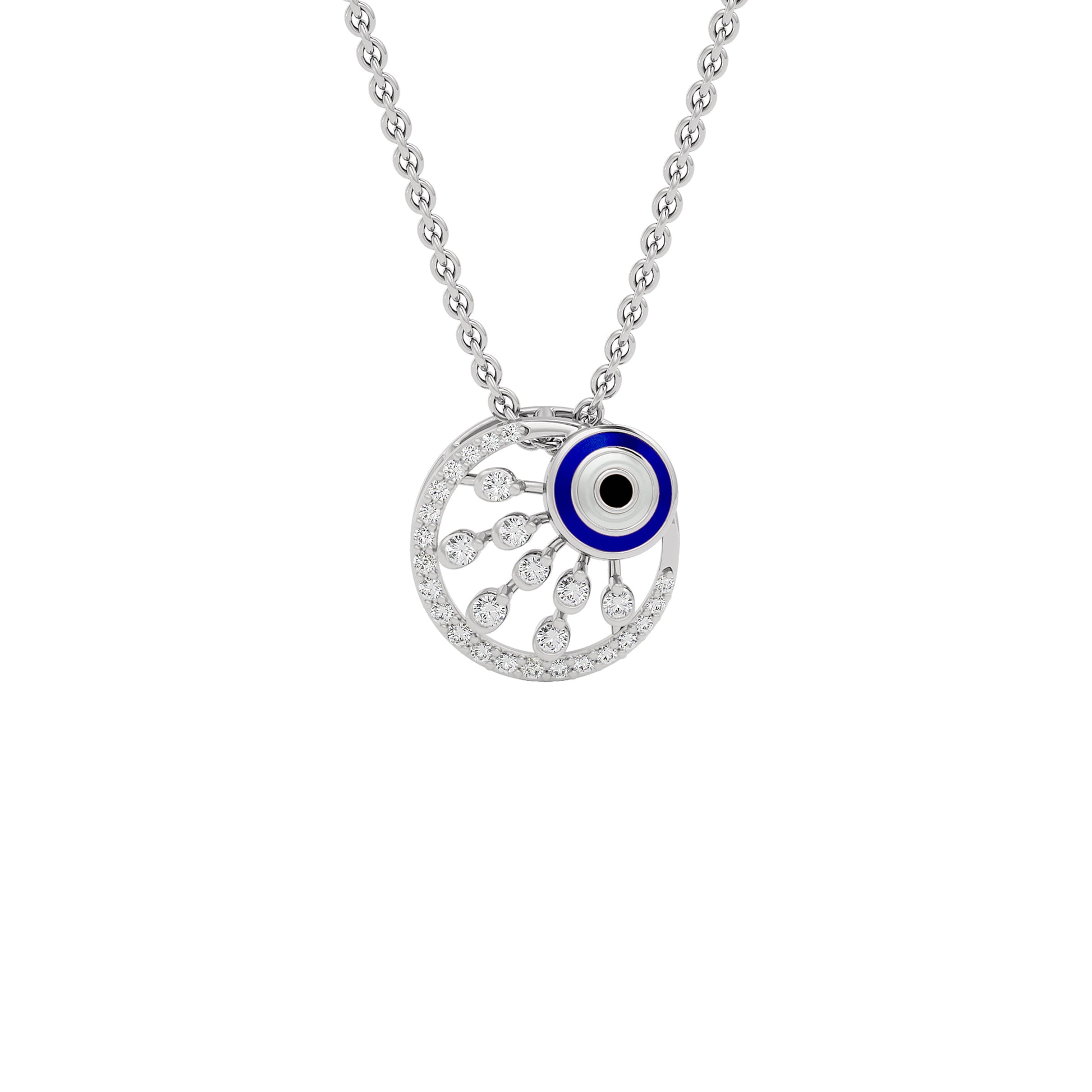 Cornered Brilliance Evil Eye Diamond Pendant 9 KT / White Gold