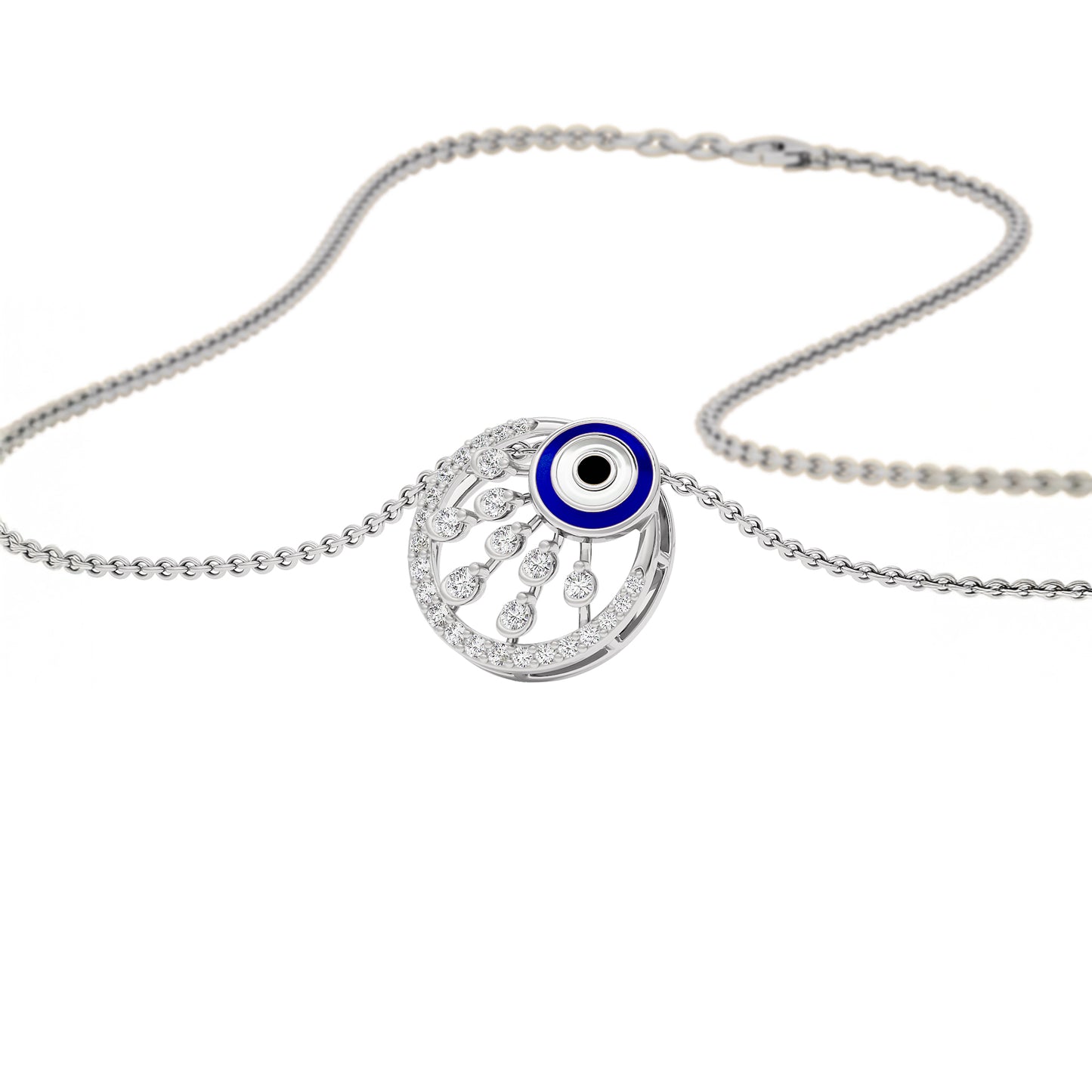 Cornered Brilliance Evil Eye Diamond Pendant 9 KT / White Gold