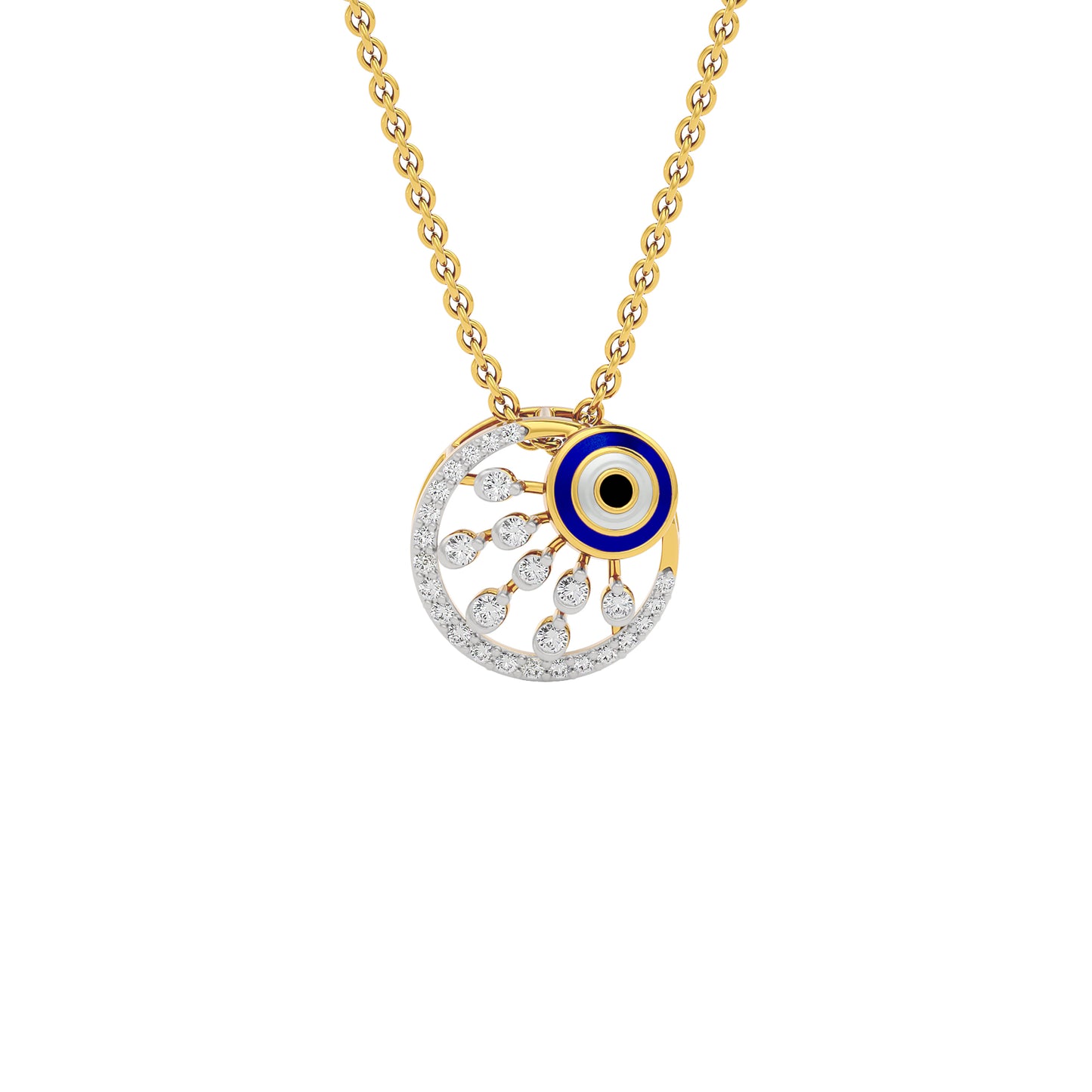 Cornered Brilliance Evil Eye Diamond Pendant 9 KT / Yellow Gold