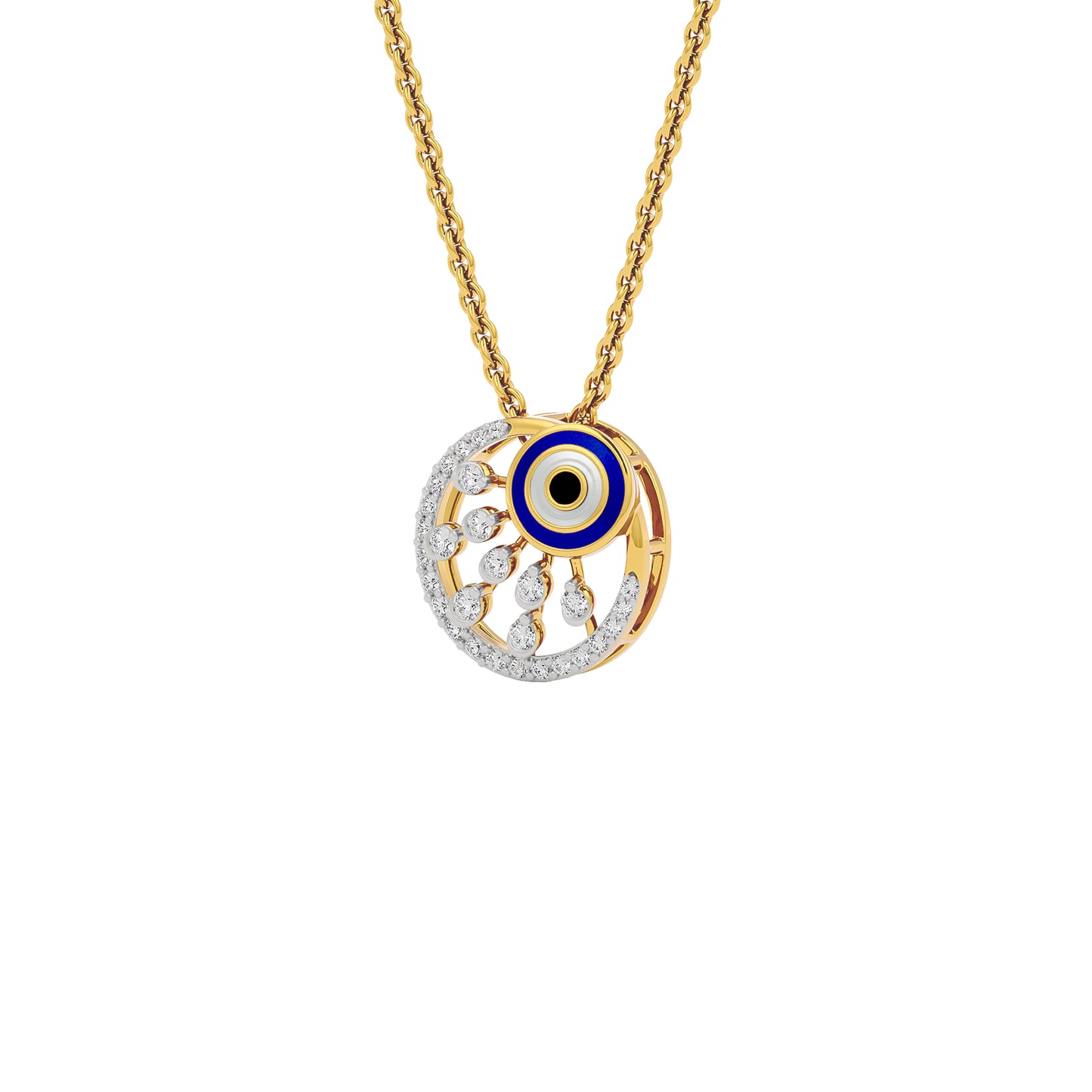 Cornered Brilliance Evil Eye Diamond Pendant 9 KT / Yellow Gold