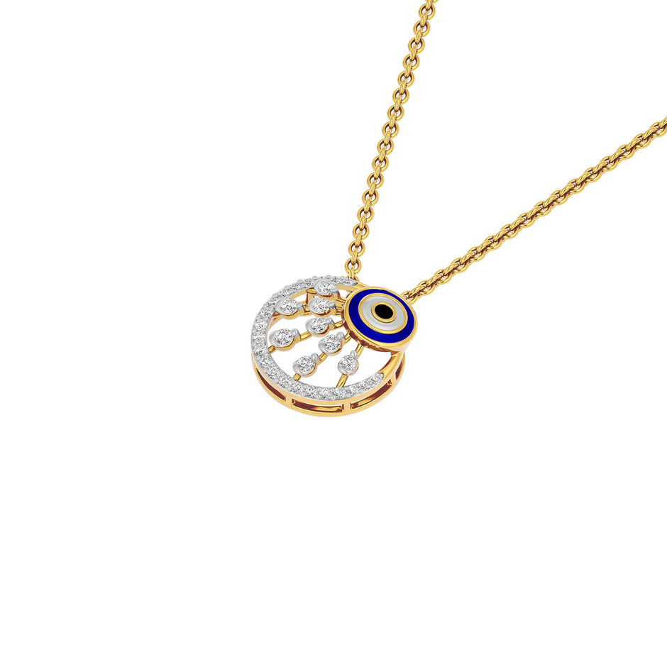 Cornered Brilliance Evil Eye Diamond Pendant 9 KT / Yellow Gold