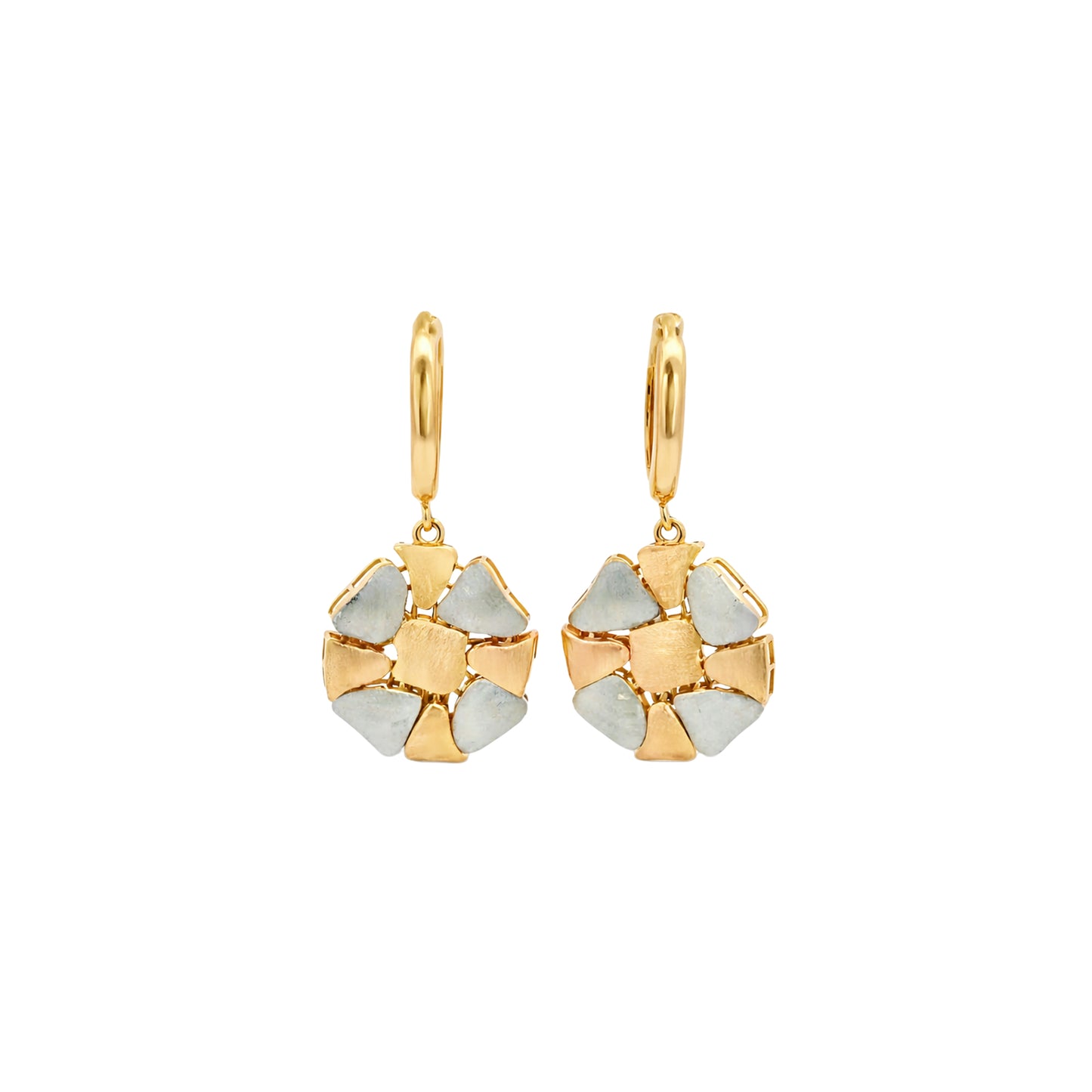 Geometric Pebble Drop Gold Earrings