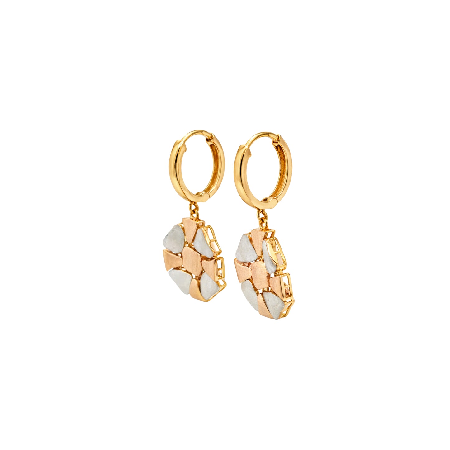 Geometric Pebble Drop Gold Earrings