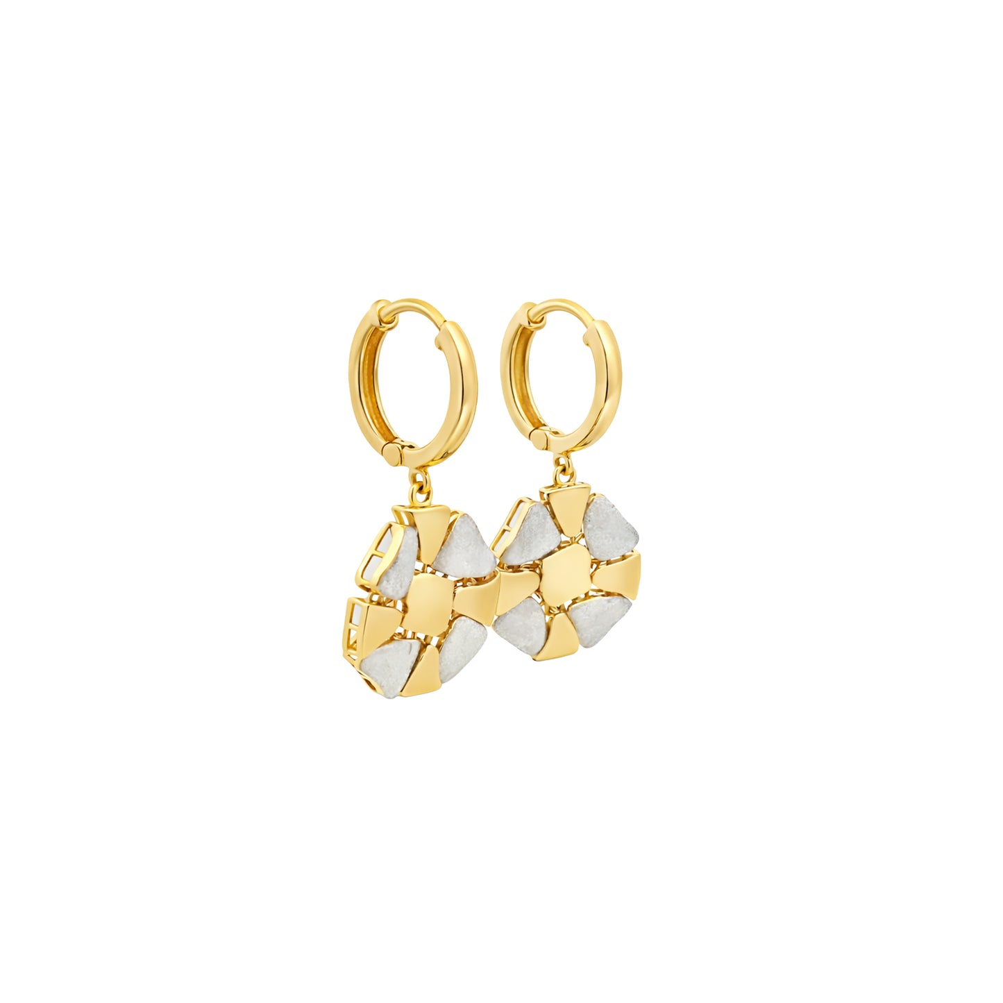 Geometric Pebble Drop Gold Earrings