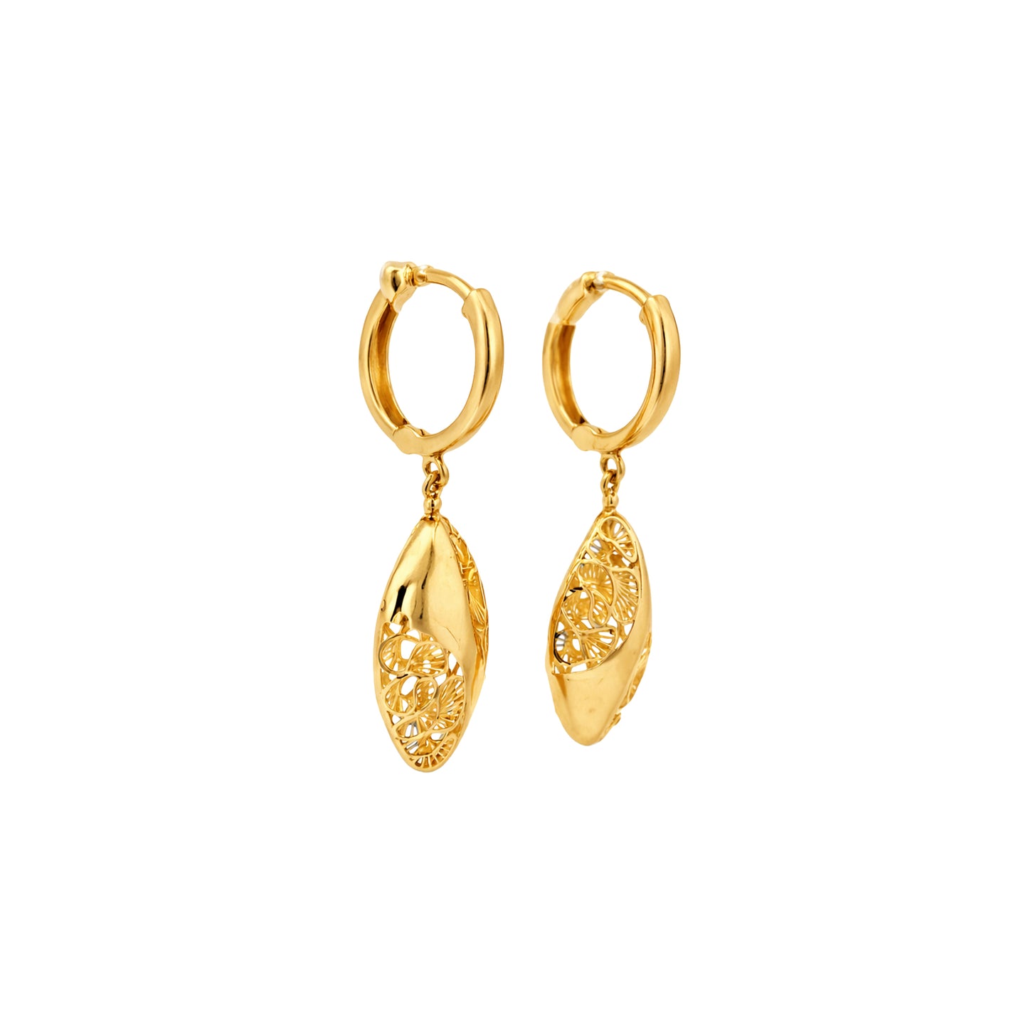 Filigree Twist Drop Gold Earrings