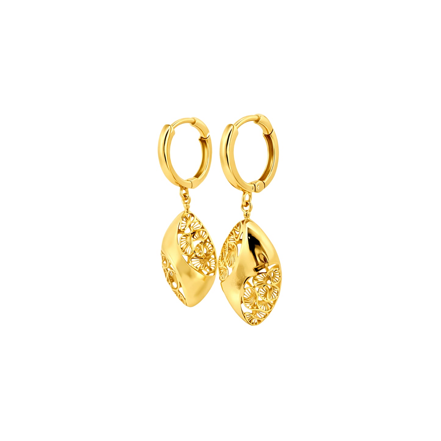 Filigree Twist Drop Gold Earrings