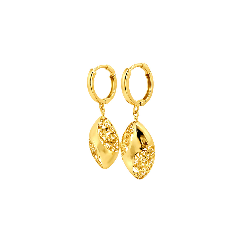 Filigree Twist Drop Gold Earrings