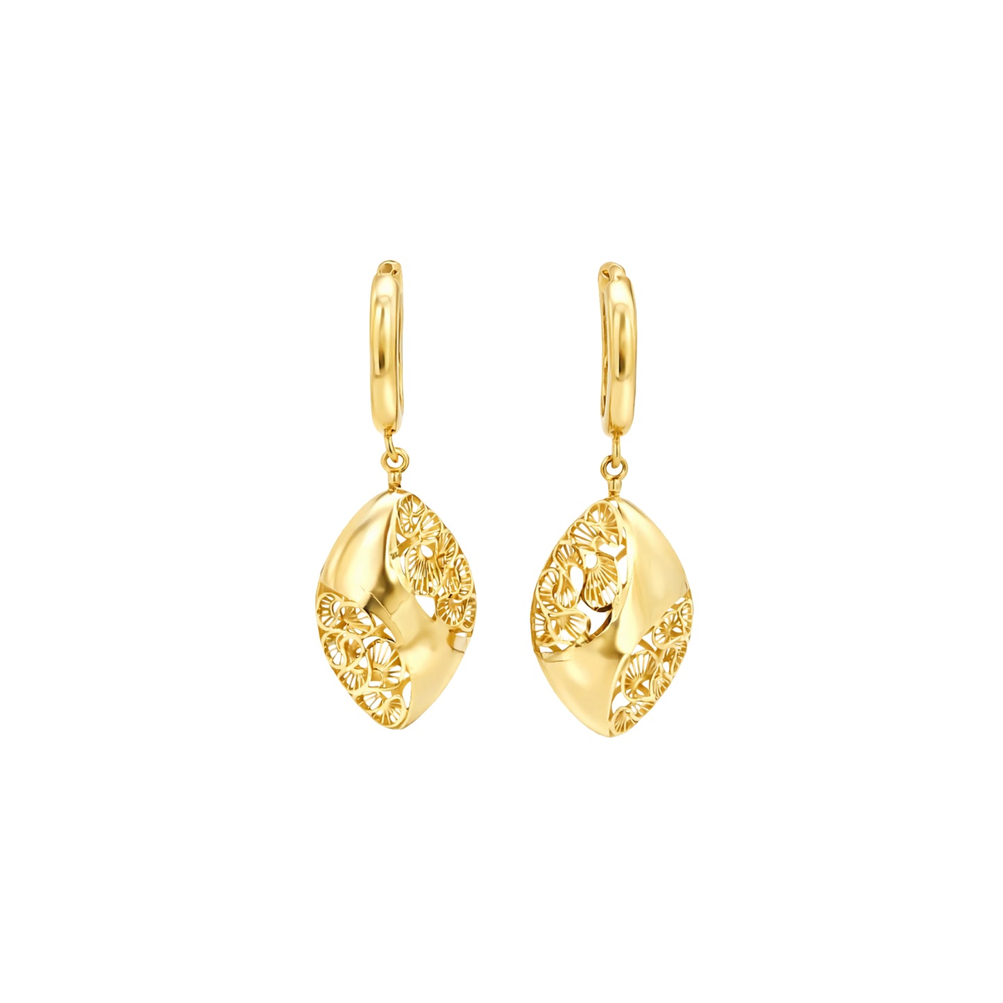 Filigree Twist Drop Gold Earrings