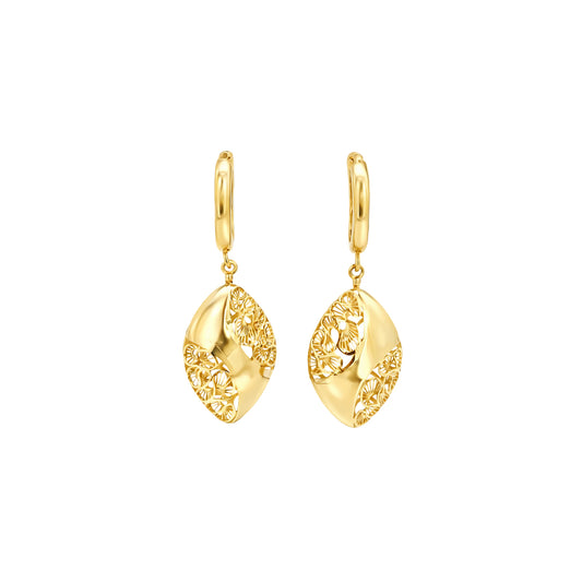 Filigree Twist Drop Gold Earrings