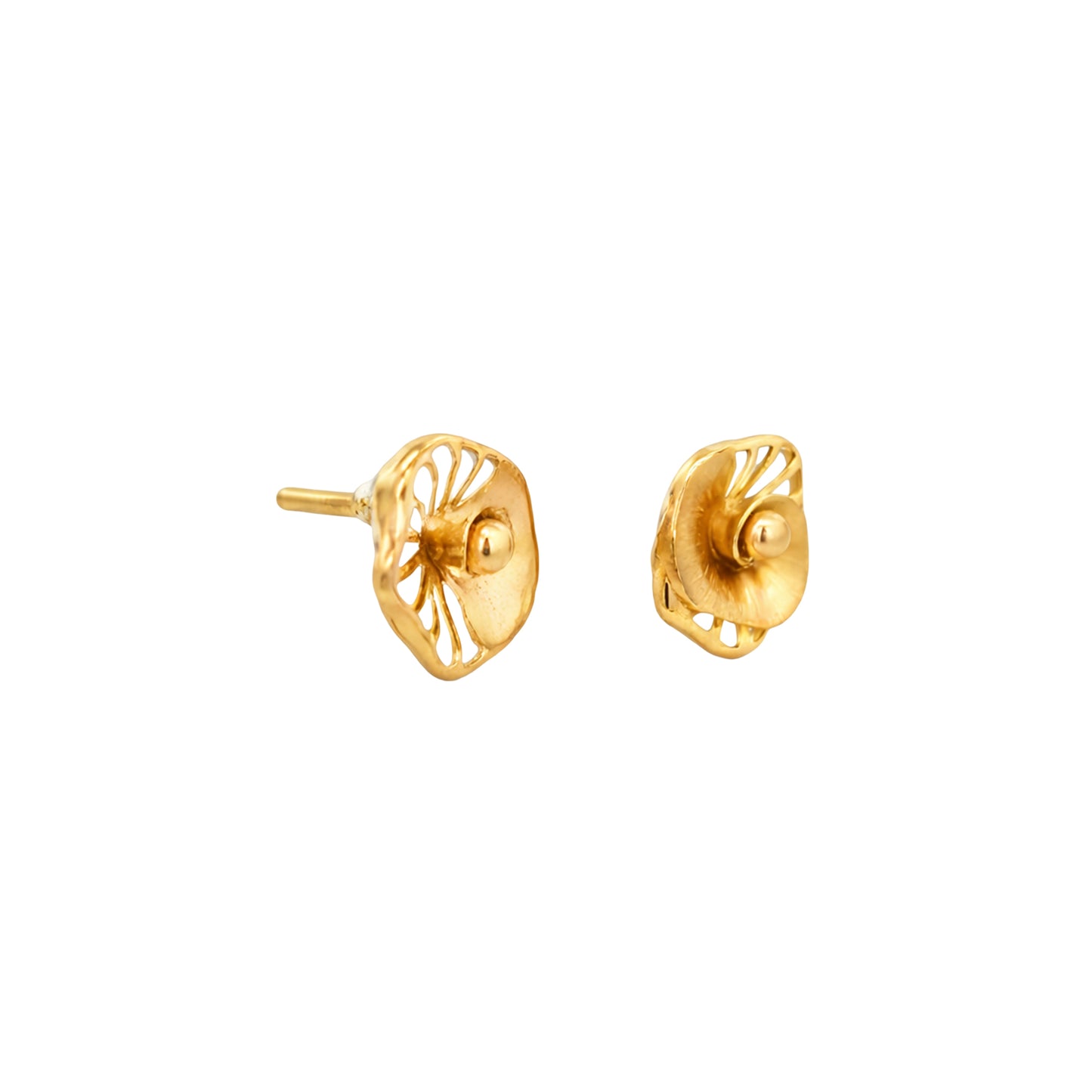 Textured Bloom Disc Gold Stud Earrings