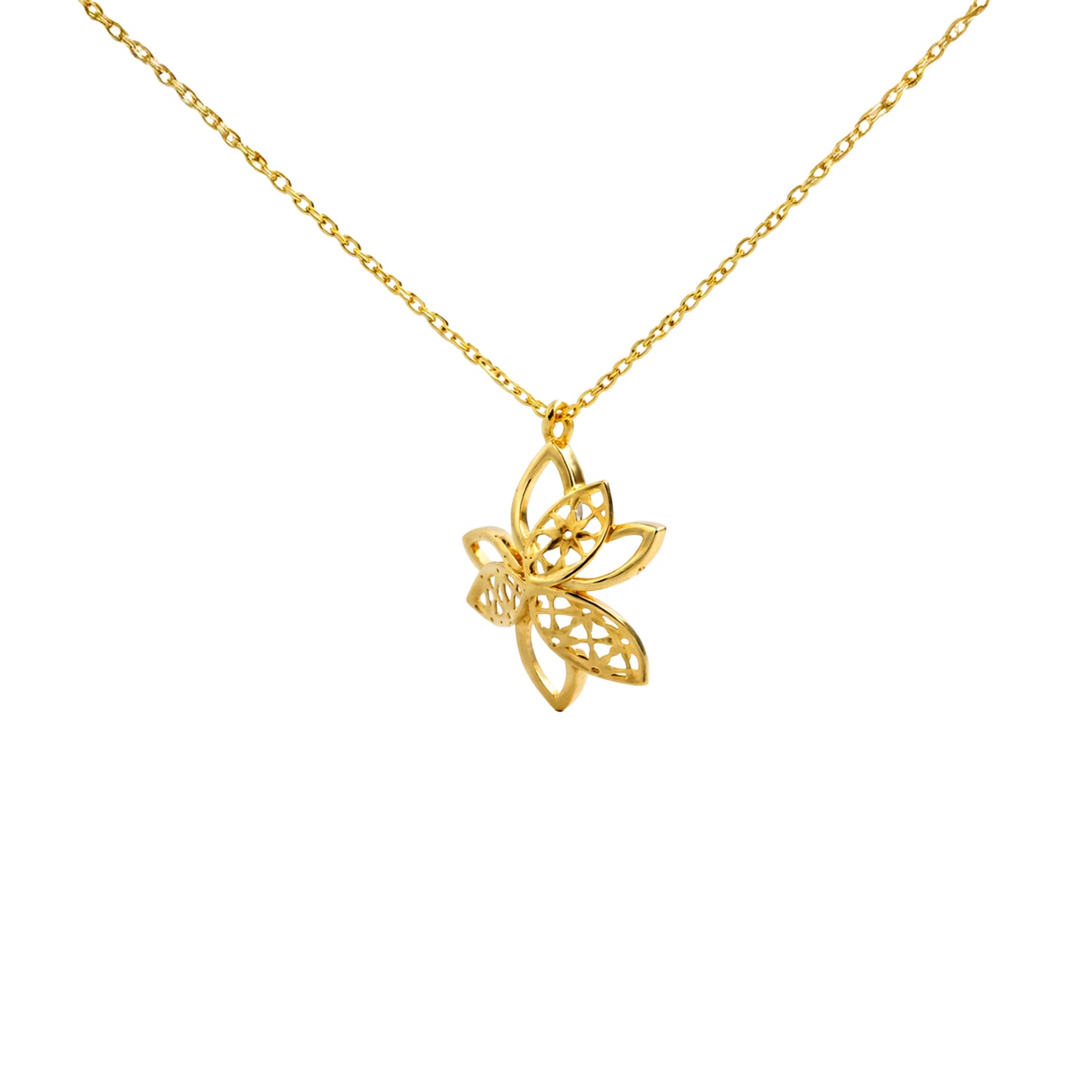 Floral Cutwork Gold Pendant