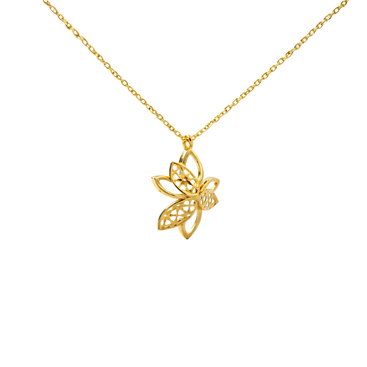 Floral Cutwork Gold Pendant