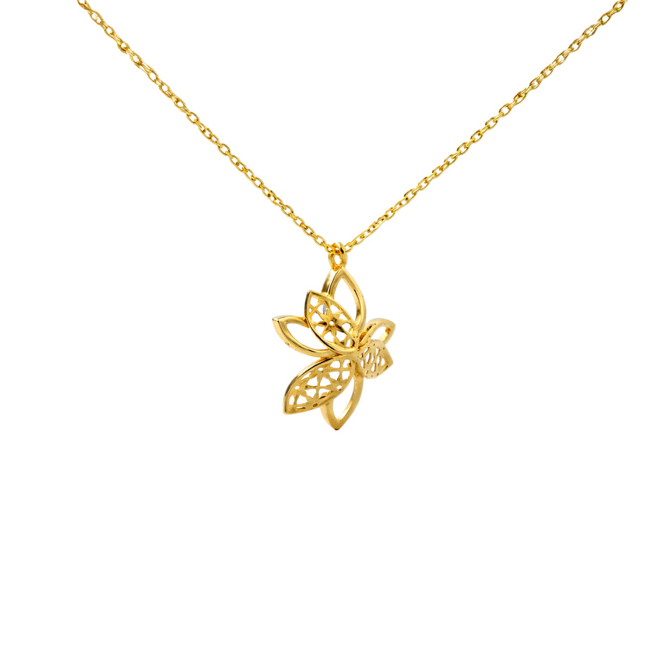 Floral Cutwork Gold Pendant