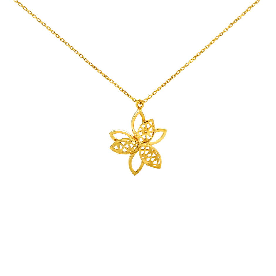 Floral Cutwork Gold Pendant