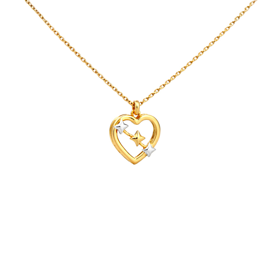 Star Accent Open Heart Gold Pendant