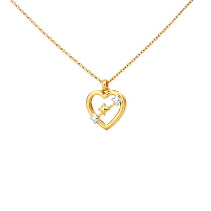 Star Accent Open Heart Gold Pendant