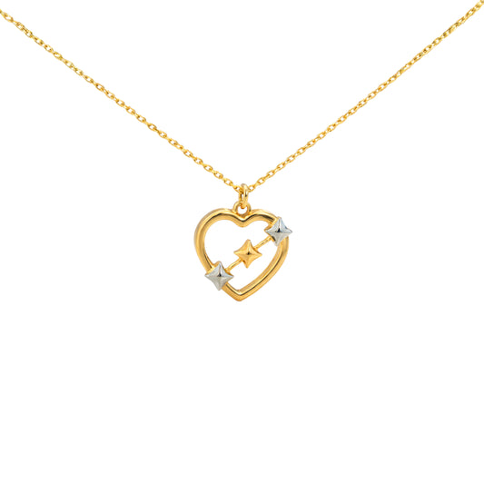 Star Accent Open Heart Gold Necklace
