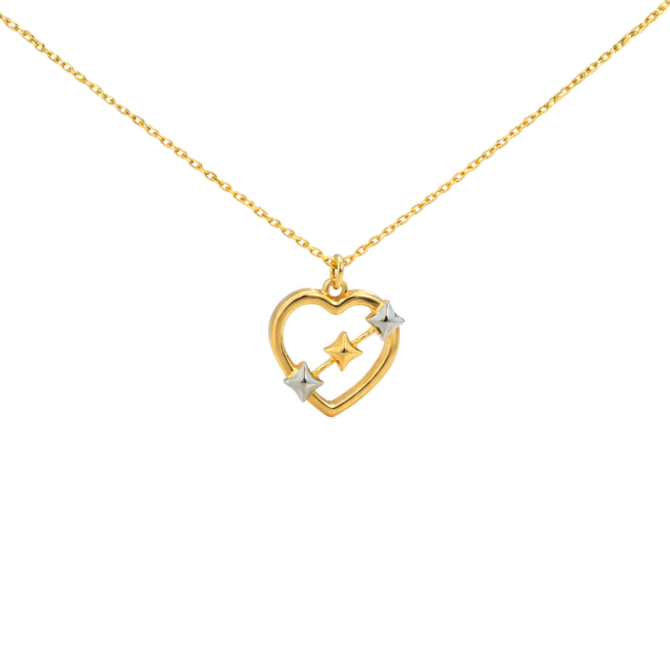 Star Accent Open Heart Gold Pendant