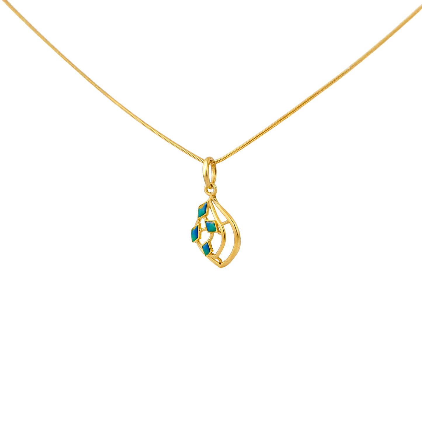 Geometric Turquoise Gold Pendant