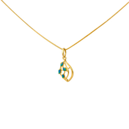 Geometric Turquoise Gold Pendant