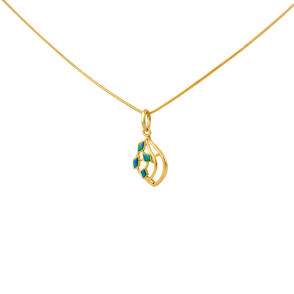 Geometric Turquoise Gold Pendant