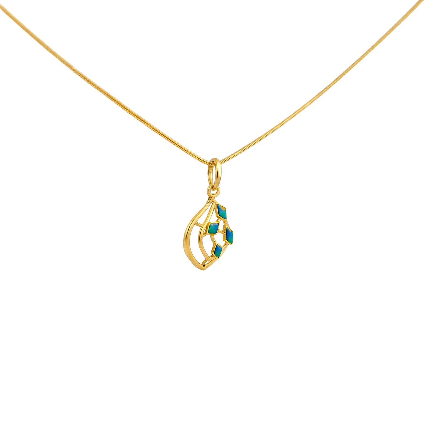 Geometric Turquoise Gold Pendant