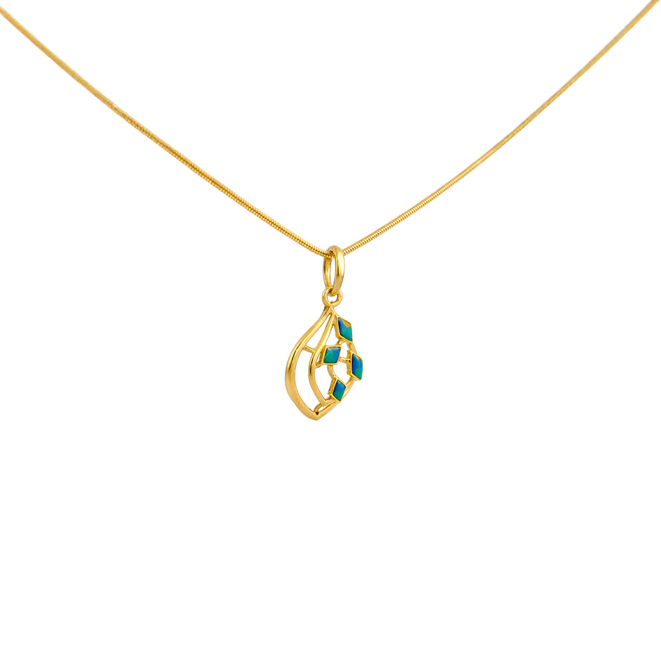 Geometric Turquoise Gold Pendant