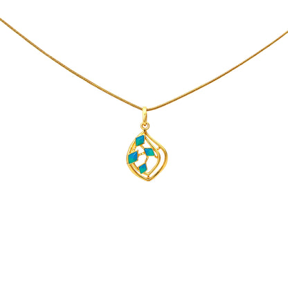Geometric Turquoise Gold Pendant