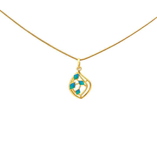 Geometric Turquoise Gold Pendant