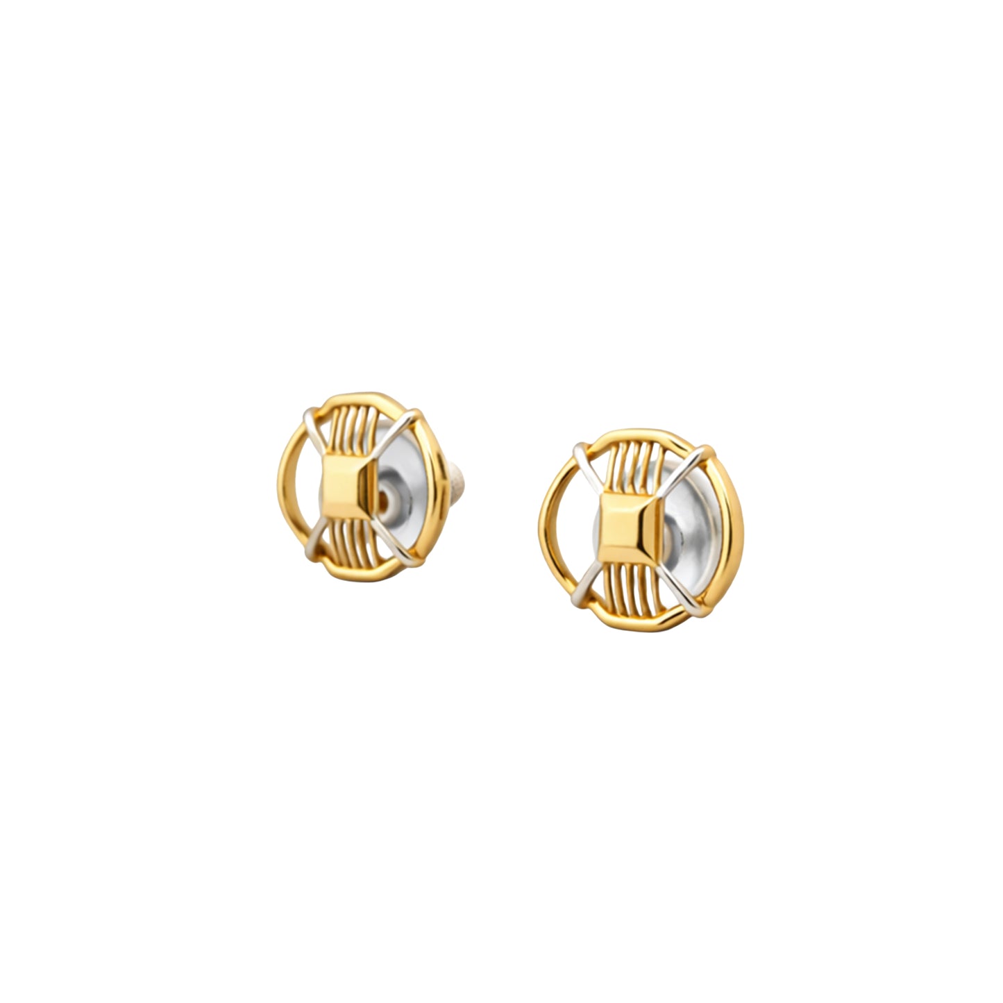 Architectural Grid Gold Earrings