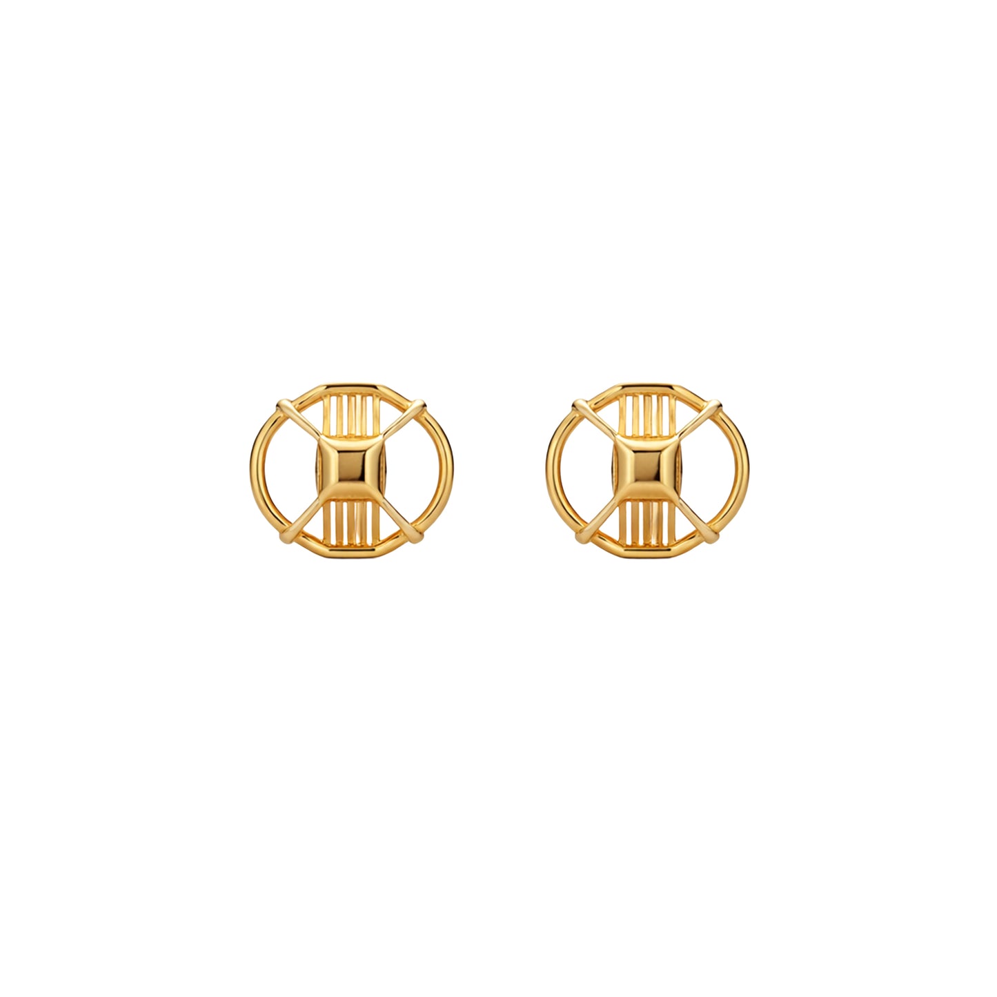 Architectural Grid Gold Earrings