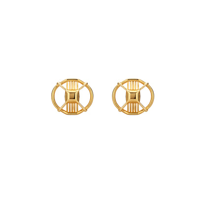 Architectural Grid Gold Earrings