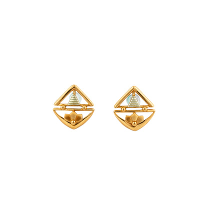 Geometric Motif Gold Earrings