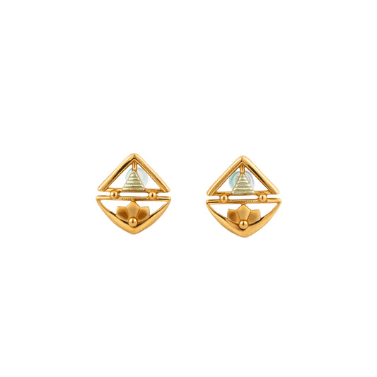 Geometric Motif Gold Earrings