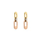 Tri-Tone Link Drop Gold Earrings