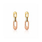 Tri-Tone Link Drop Gold Earrings