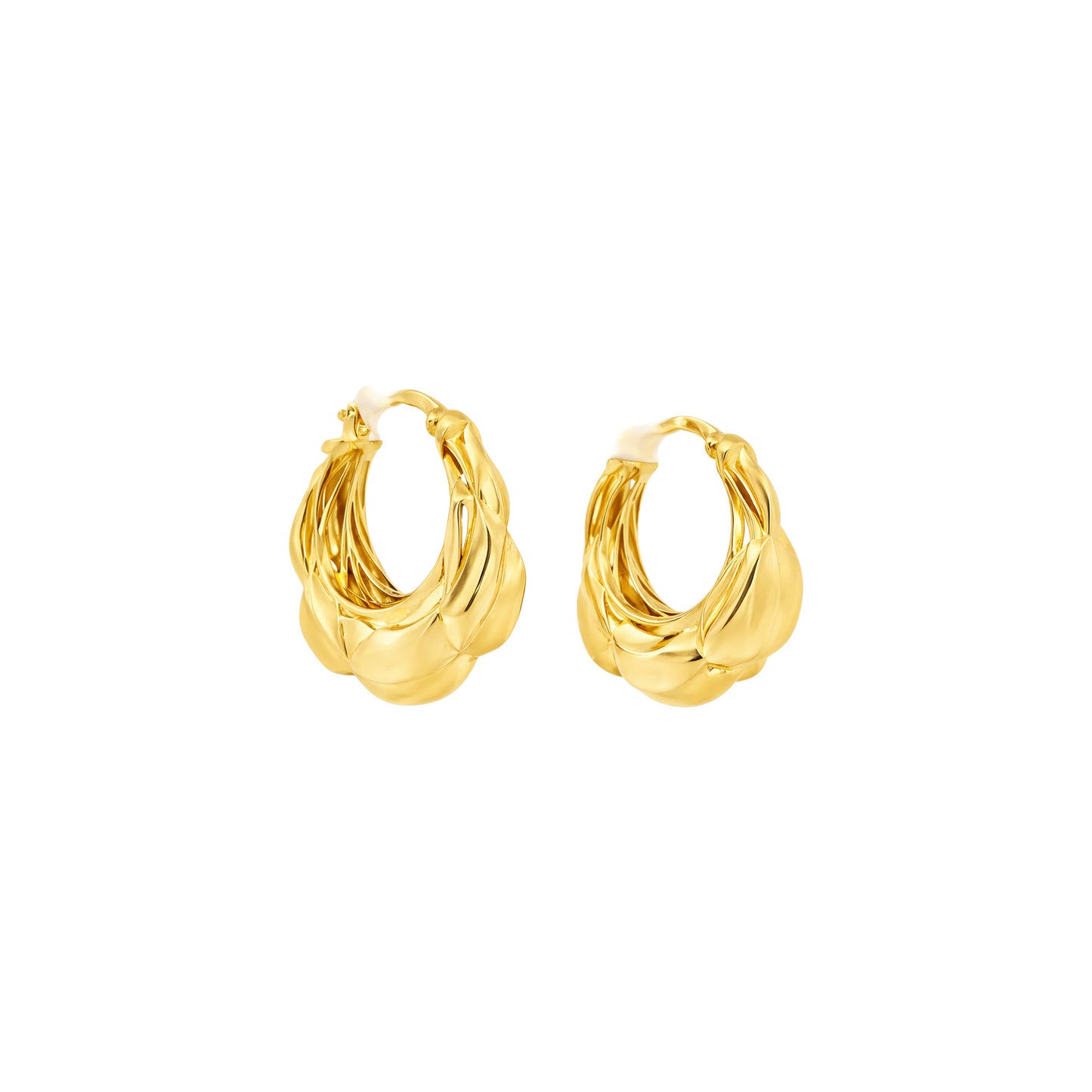 Layered Twist Hoop Gold Earrings
