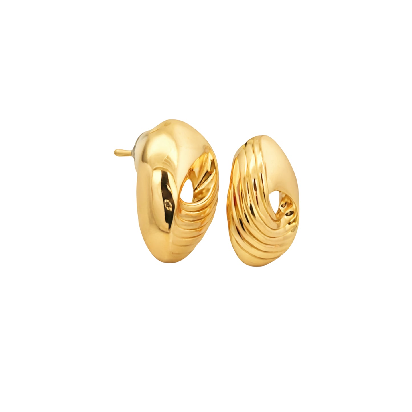 Ripple Curve Gold Stud Earrings