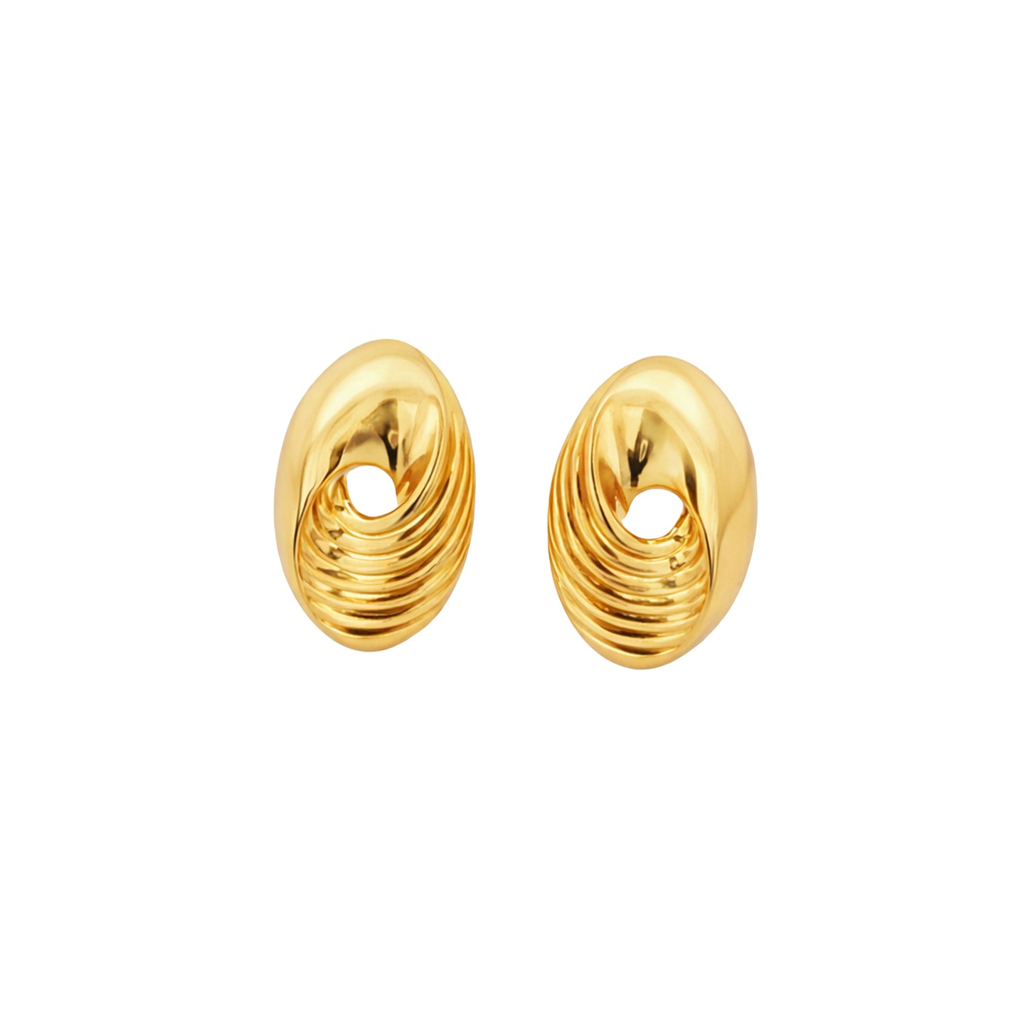 Ripple Curve Gold Stud Earrings