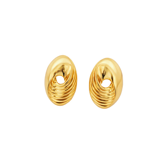 Ripple Curve Gold Stud Earrings