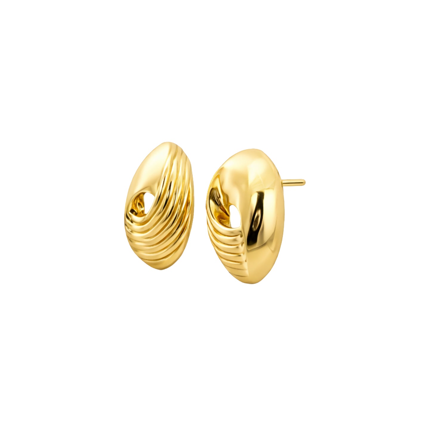 Ripple Curve Gold Stud Earrings