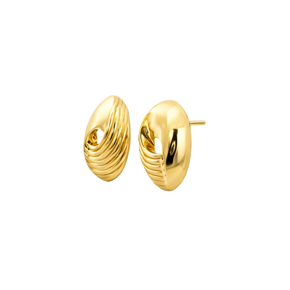 Ripple Curve Gold Stud Earrings