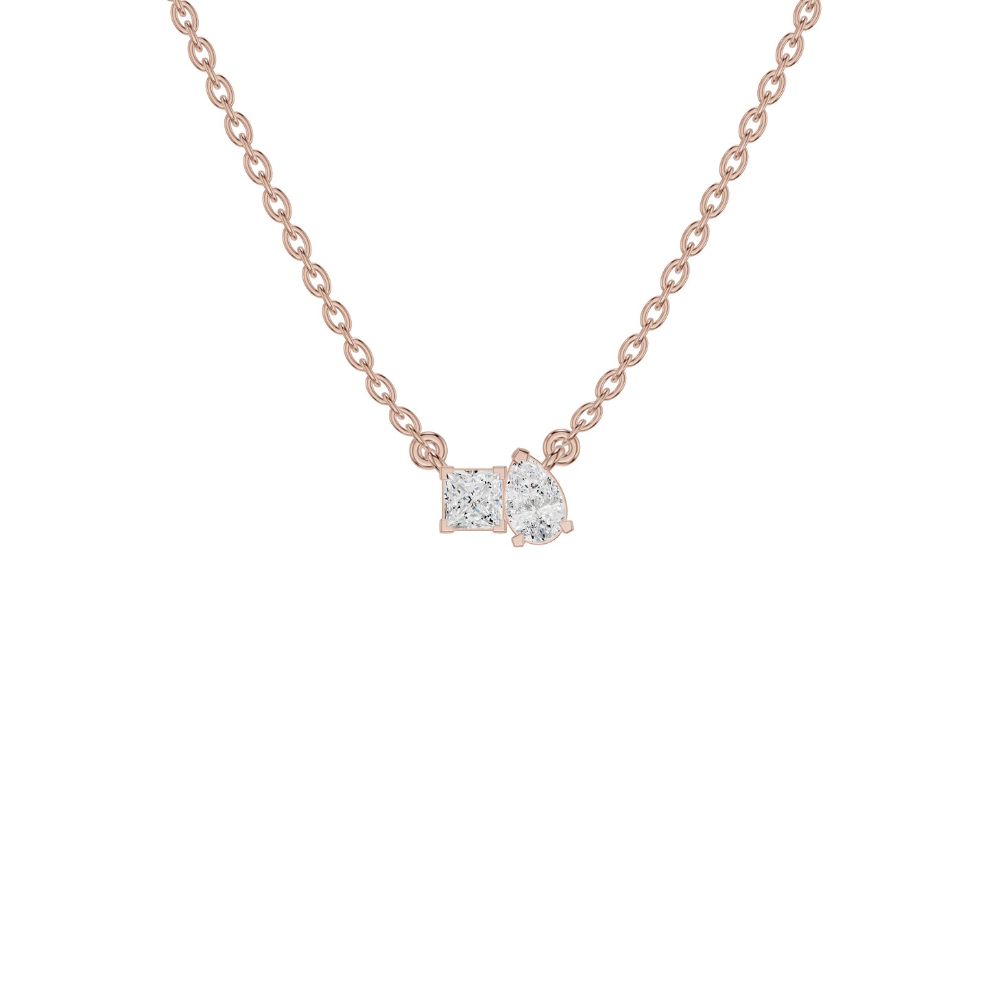 Toi et Moi Solitaire Diamond Chain Necklace