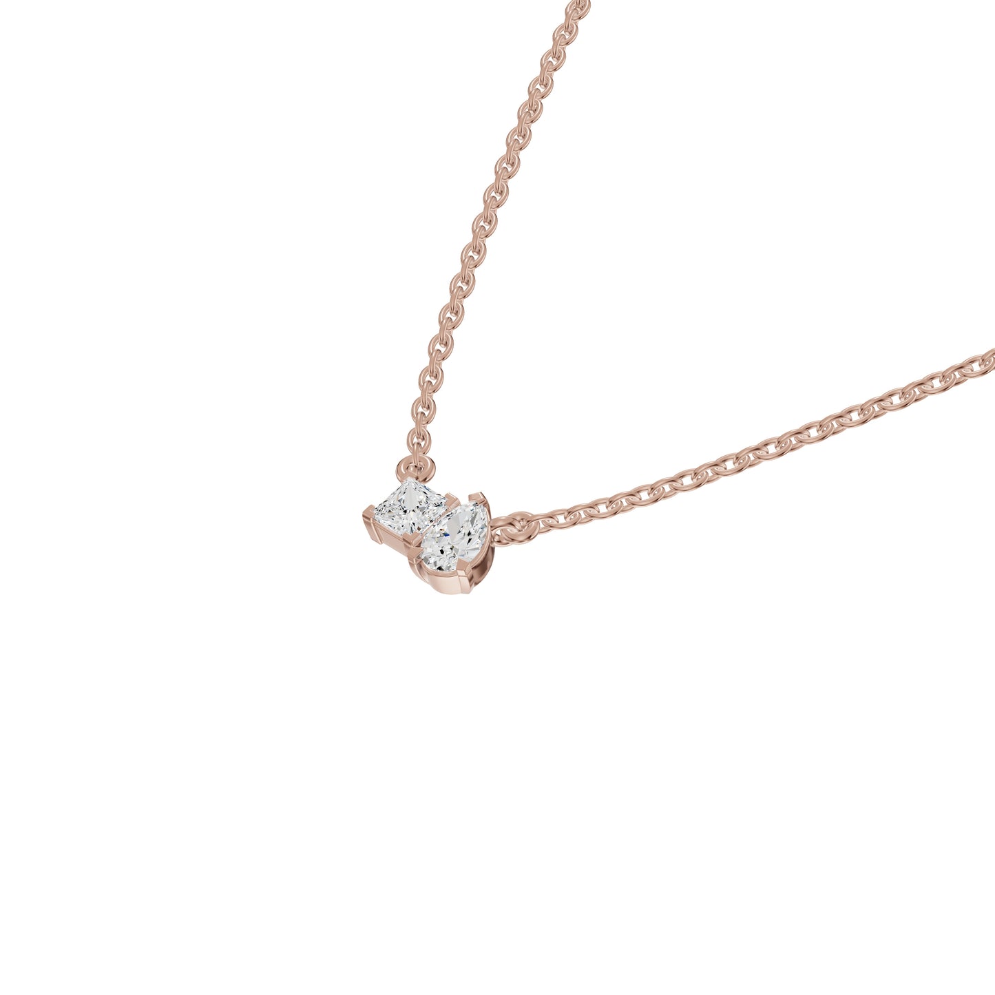 Toi et Moi Solitaire Diamond Chain Necklace