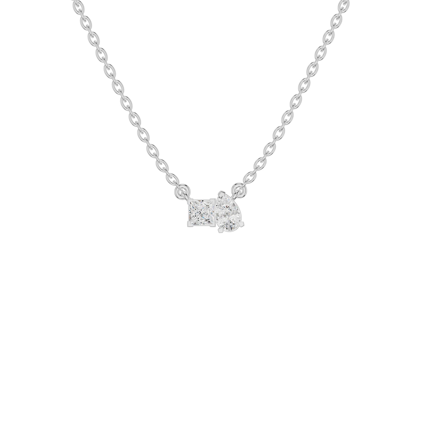 Toi et Moi Solitaire Diamond Chain Necklace
