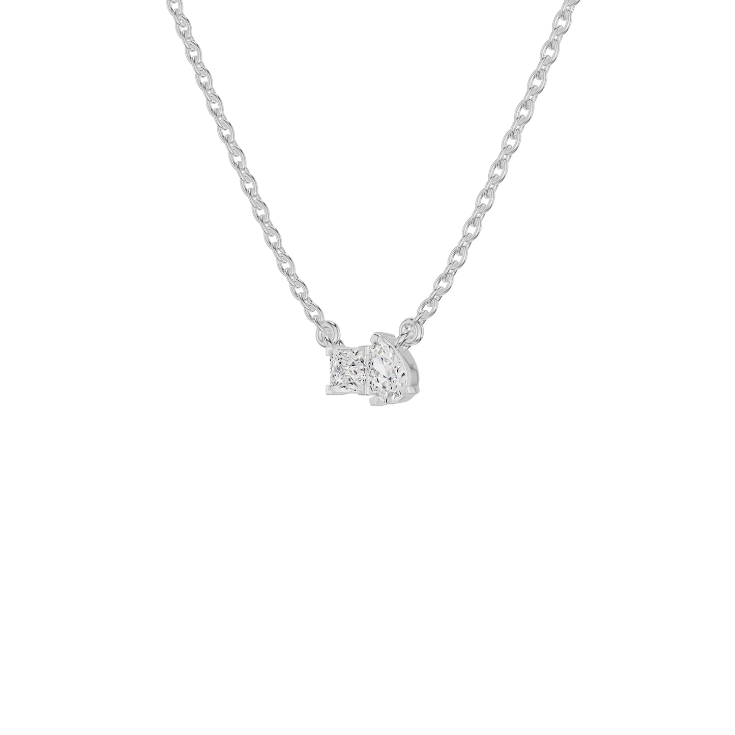 Toi et Moi Solitaire Diamond Chain Necklace